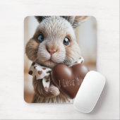 Bunny met een chocolade liefdeshart muismat (Met muis)