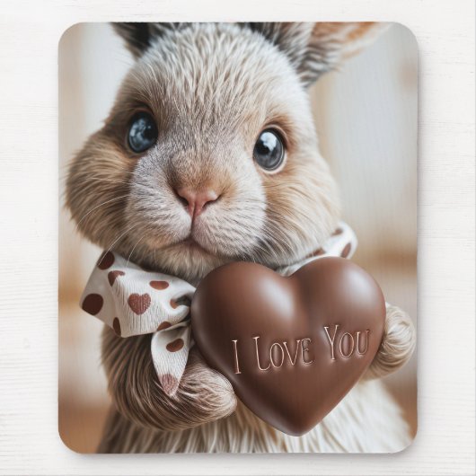 Bunny met een chocolade liefdeshart muismat (Voorkant)