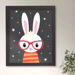 Bunny met een glazen kinder wandkunstkledij folie afdrukken