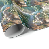 Bunny met een mand van witte madeliefjes cadeaupapier (Rol Hoek)