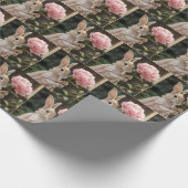 Bunny met een roze pioen cadeaupapier (Hoek)