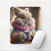 Bunny met een warme kop koffie muismat (Met muis)