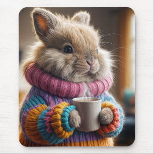 Bunny met een warme kop koffie muismat