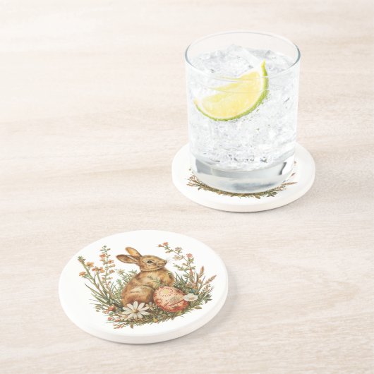 Bunny met Egg Sandstone Onderzetter (Zijkant)