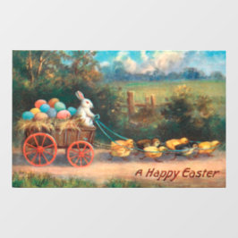 Bunny met eierwagon raamsticker
