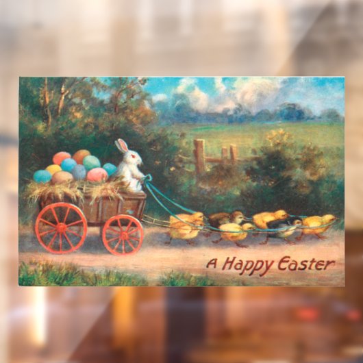 Bunny met eierwagon raamsticker (Vel 2)