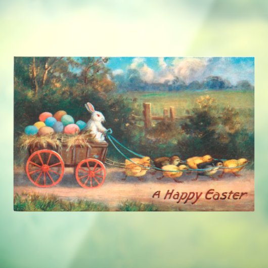 Bunny met eierwagon raamsticker (Vel 3)