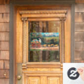 Bunny met eierwagon raamsticker (Huis Deur)