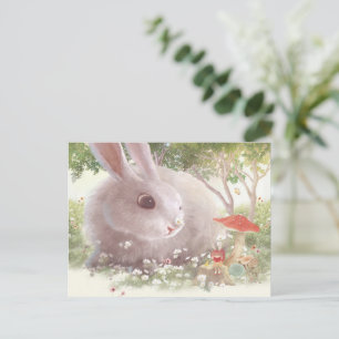 Bunny met Flowers Aankondigingskaart