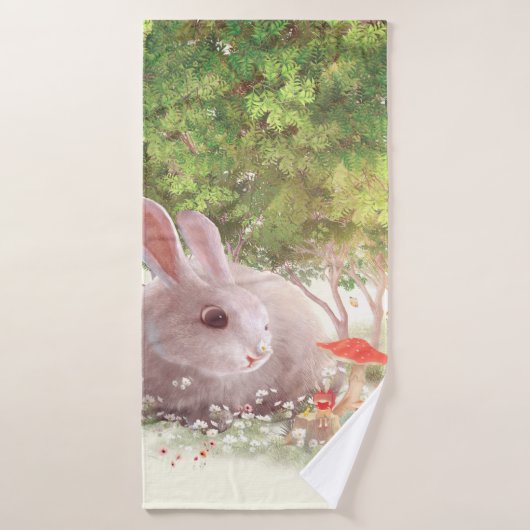 Bunny met Flowers Badhanddoek (Badhanddoek)
