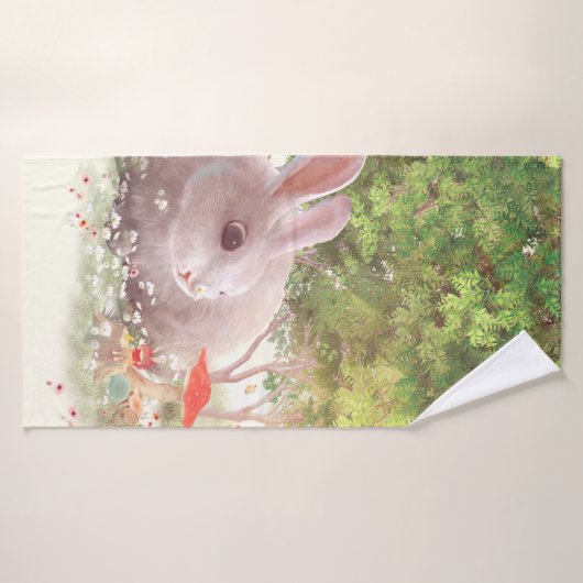 Bunny met Flowers Badhanddoek (Badhanddoek)