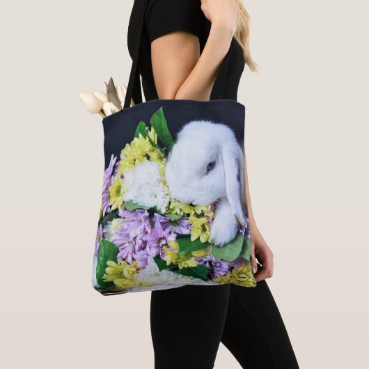 BUNNY MET FLOWERS CANVAS TAS (Dichtbij)