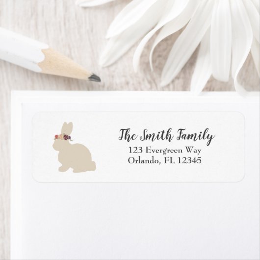 Bunny met Flowers Easter Return Address Label (Insitu)