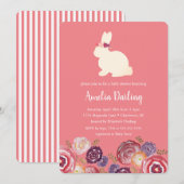 Bunny met Flowers Hoofdband Baby shower Invitation Kaart (Voorkant / Achterkant)
