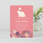 Bunny met Flowers Hoofdband Baby shower Invitation Kaart (Staand voorkant)