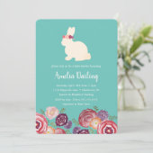 Bunny met Flowers Hoofdband Baby shower Invitation Kaart (Staand voorkant)
