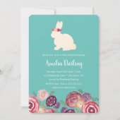 Bunny met Flowers Hoofdband Baby shower Invitation Kaart (Voorkant)