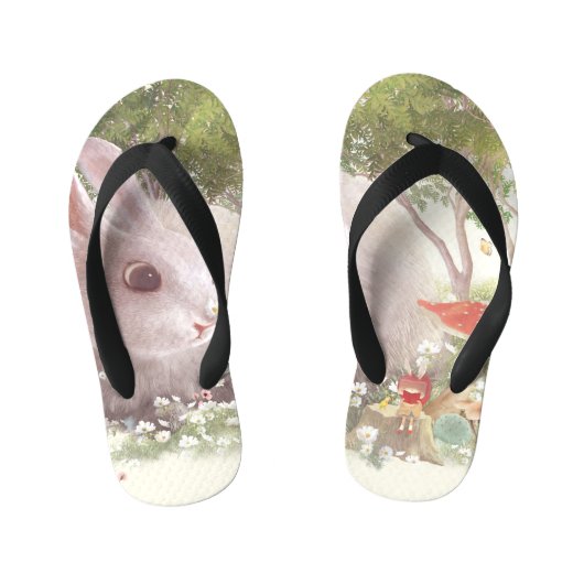 Bunny met Flowers Kinder Teenslippers (Voetbed)