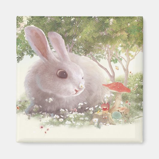 Bunny met Flowers Magneet (Voorkant)
