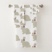Bunny met Flowers Painting Pattern Towel Set Bad Handdoek (Insitu)