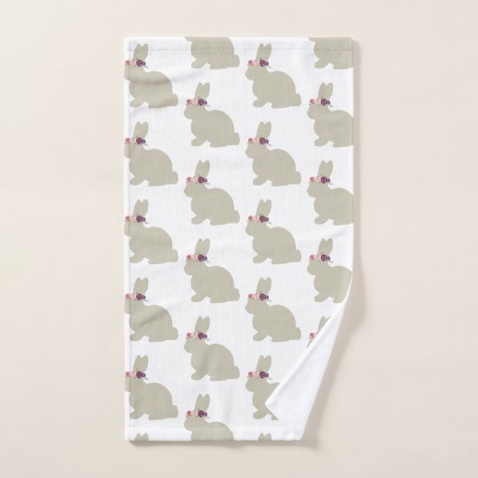 Bunny met Flowers Painting Pattern Towel Set Bad Handdoek (Handdoek)