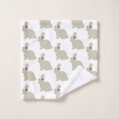 Bunny met Flowers Painting Pattern Towel Set Bad Handdoek (Wasdoekje)