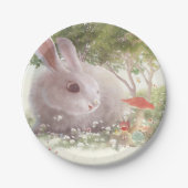 Bunny met Flowers Papieren Bordje (Voorkant)