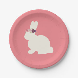 Bunny met Flowers Pink Party Paper Bord