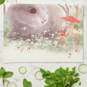 Bunny met Flowers Theedoek