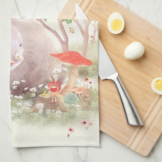 Bunny met Flowers Theedoek (Quarter Fold)