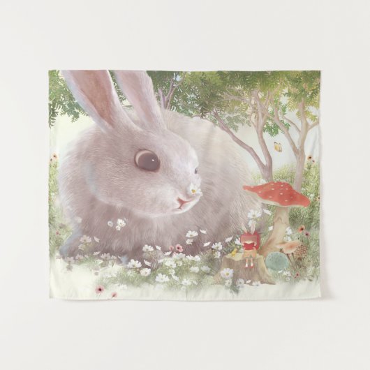 Bunny met Flowers Wandkleed (Voorkant (horizontaal))
