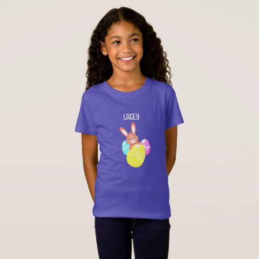 BUNNY MET GECOLOREERDE EIEREN, ZWARTE T-Shirt (Voorkant volledig)