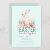 Bunny met gekleurde eieren | Paasbrunch en eierjac Kaart (Voorkant / Achterkant)