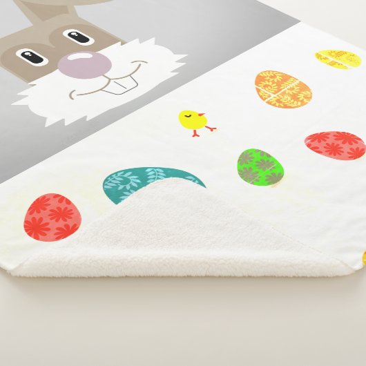 Bunny met gekleurde eieren sherpa deken. sherpa deken (3/4)