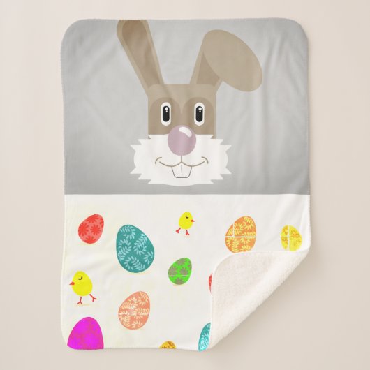 Bunny met gekleurde eieren sherpa deken. sherpa deken (Voorkant)