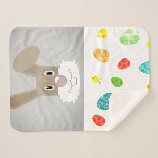 Bunny met gekleurde eieren sherpa deken. sherpa deken (Voorkant (horizontaal))