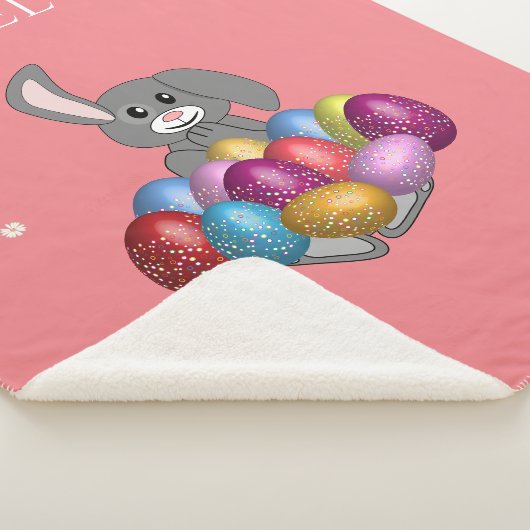 Bunny met gekleurde eieren sherpa deken. sherpa deken (3/4)