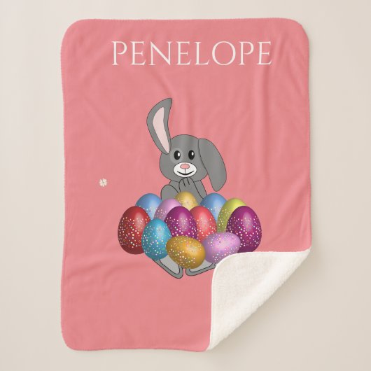 Bunny met gekleurde eieren sherpa deken. sherpa deken (Voorkant)