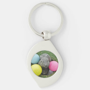 Bunny met gekleurde golfballen sleutelhanger