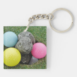 Bunny met gekleurde golfballen sleutelhanger