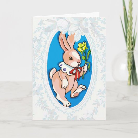 Bunny met Gele Flower Easter Kaart (Voorkant)