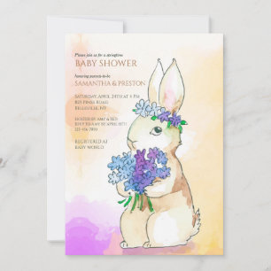Bunny met het blote Baby shower Bouquet Kaart