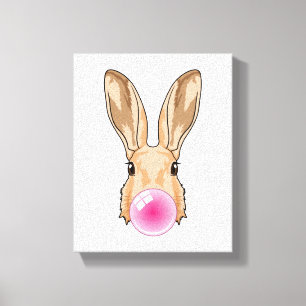Bunny met kauwgom canvas afdruk