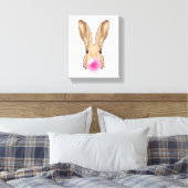 Bunny met kauwgom canvas afdruk (Insitu (Slaapkamer))