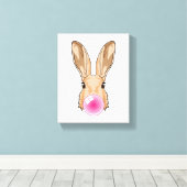 Bunny met kauwgom canvas afdruk (Insitu (Houten vloer))