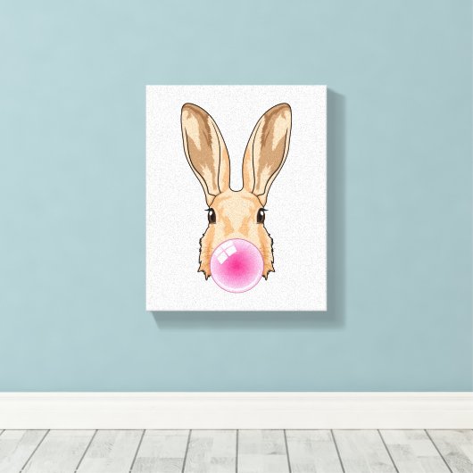Bunny met kauwgom canvas afdruk (Insitu (Houten vloer))