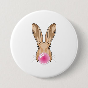 Bunny met kauwgom ronde button 7,6 cm