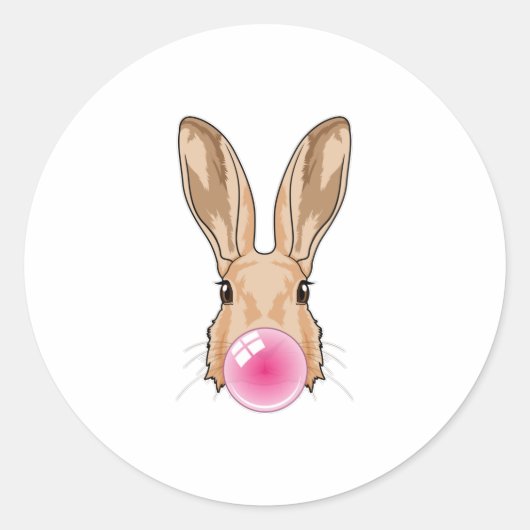 Bunny met kauwgom ronde sticker (Voorkant)