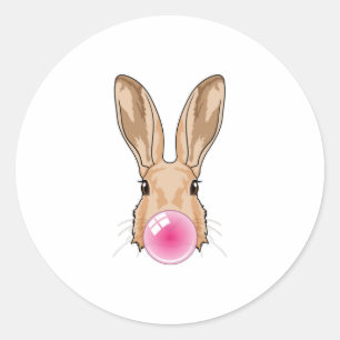 Bunny met kauwgom ronde sticker