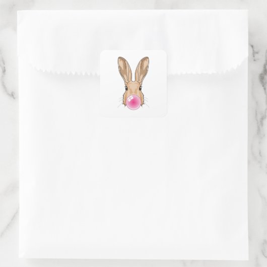 Bunny met kauwgom vierkante sticker (Tas)